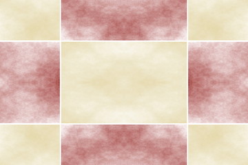 Illustration of an abstract red and vanilla colored square frame