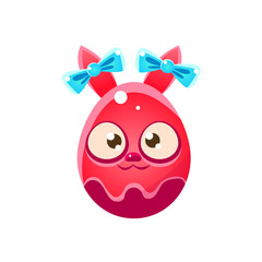 Red Egg Shaped Easter Bunny With Ribbons