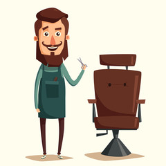 Cute barber character. Cartoon vector illustration
