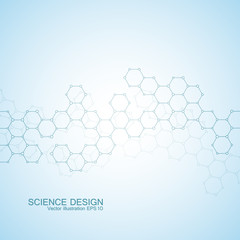 Structure molecule of DNA and neurons. Structural atom. Chemical compounds. Medicine, science, technology concept. Geometric abstract background. Vector illustration for your design.