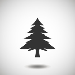 Fototapeta premium Fir-tree black icon, silhouette and vector logo. Flat isolated element. Nature sign and symbol.