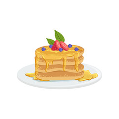 Pancakes European Cuisine Food Menu Item Detailed Illustration