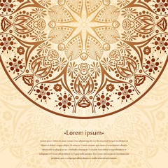 Mandala. Stylized lace ornament. Indian floral ornament. Floral background.