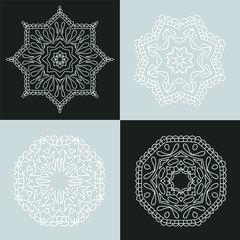 Mandala. Vintage decorative elements. Four beautiful circular ornament. Flowers.
