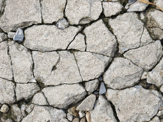 Cracked concrete floor texture closeup