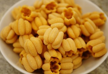 Pumpkin shaped orange pasta