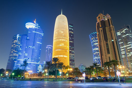 Qatar Skyline at Night