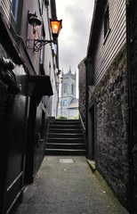Small street with steps in Kilkenny historical centre