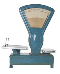 vintage weighing scale isolated on white background