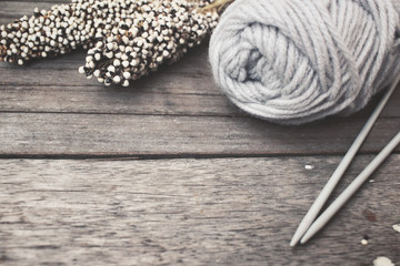 Yarn ball and needles