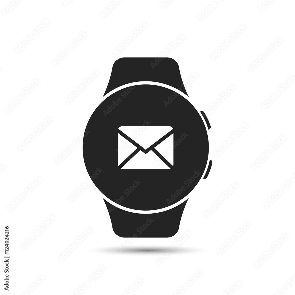 Aufkleber smart watch icon with message app symbol. vector isolated color illustration.