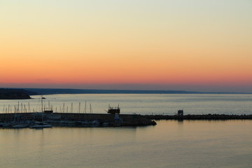 Mountain behind the sea and trabocchi 