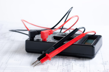 digital multimeter and an electronic circuit