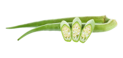 Okra on White Background