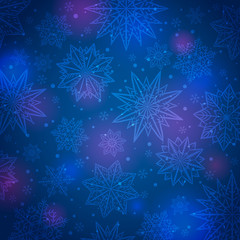 Fototapeta na wymiar Blue christmas background with snowflakes and stars, vector illu