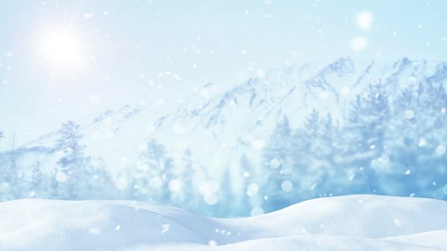 christmas landscape. abstract winter background seamless loop 4k (4096x2304)
