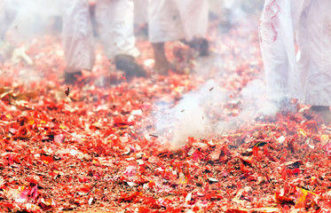 Vegetarian Festival in rhythm where people litter bearers at var