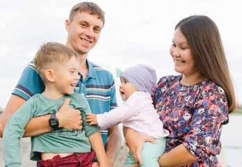 Happy family having fun outdoors