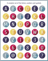 Flat colorful letter of the alphabet. Flat icons alphabet. Vector numbers.