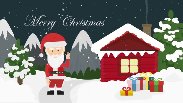 santa claus and gift box in christmas night. last 288 frame seamles loop