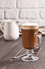 Cafe mocha and creamer.