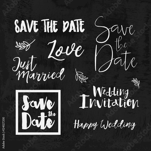Save The Date Hand Lettering Logos Set Of Wedding Invitation