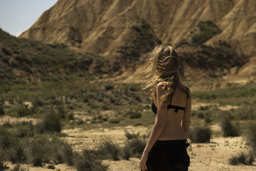 pretty girl posing in the desert