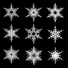 set of snowflakes stickers. isolated, decoration and design.