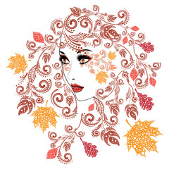Autumn Girl with Floral