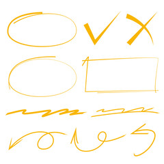 vector highlighter set, check mark