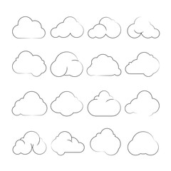 cloud icons, hand drawn cloud 