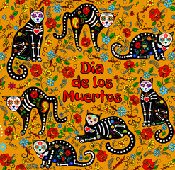 Fototapeta premium sugar skull cats