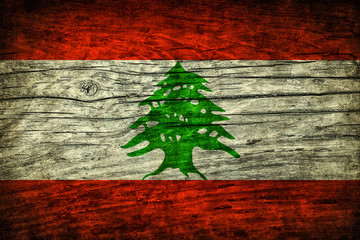 Vintage Lebanon flag of on wooden surface
