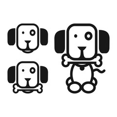 Cute Dog Chew Bitting a Bone Cartoon Character Mascot Illustration