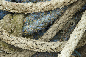 A whole page of old weathered fishing rope background texture 