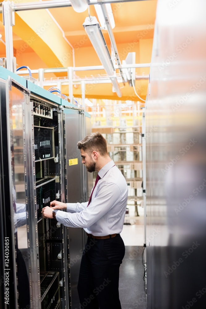 Wall mural Technician examining server