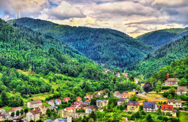 Fototapeta na wymiar View of Hornberg village in Schwarzwald mountains - Germany
