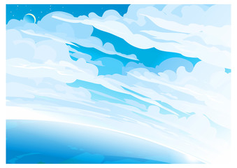 blue sky with clouds, sunshine landscape