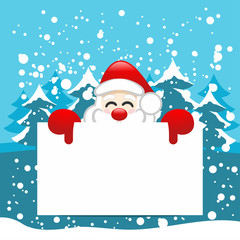 Christmas Greeting Santa Claus Peeping Banner Cartoon