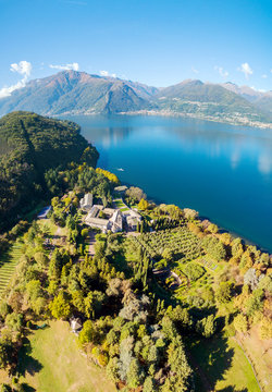 Abbazia di Piona  - San Nicola - Lago di Como (IT) - Priorato - Panoramica aerea verso sud