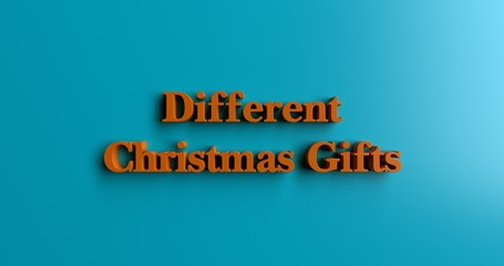 Different Christmas Gifts - 3D rendered colorful headline illustration.  Can be used for an online banner ad or a print postcard.