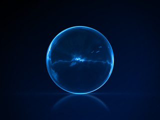 Beautiful Blue Enegy Sphere with Reflection - Luxury Background Design Element