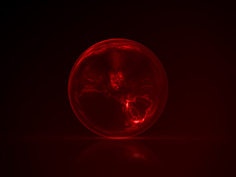 Beautiful Red Enegy Sphere with Reflection - Luxury Background Design Element