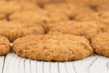 Cookie on old white wooden table.