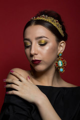 queen, lips, portrait, lipstick, closeup, background, lady, earrings, female, attractive