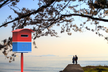 3d rendering mailbox with nice background image