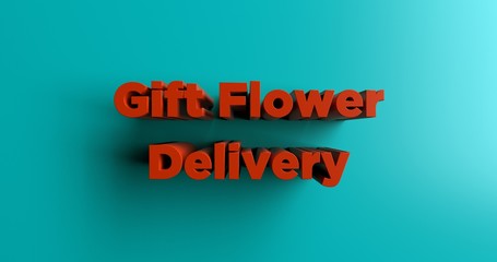 Gift Flower Delivery - 3D rendered colorful headline illustration.  Can be used for an online banner ad or a print postcard.