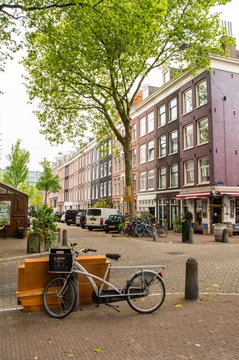 Bikes on the street in Amsterdam, Netherlands