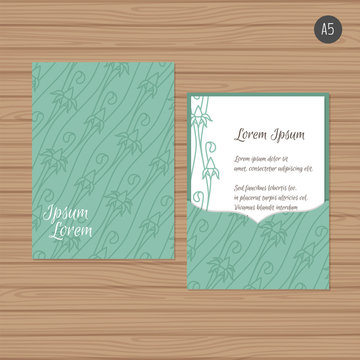 Wedding invitation or greeting card with floral ornament. Paper lace envelope template. Wedding invitation envelope mock-up for laser cutting. Tiffany blue color. Vector illustration.