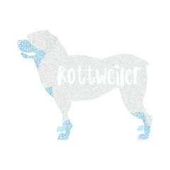 Form of round particles dog breed rottweiler
